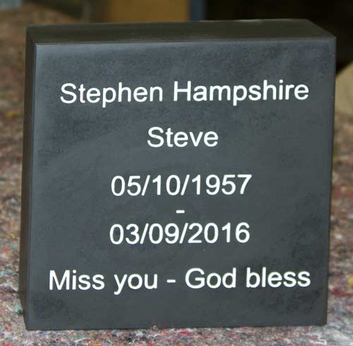 Small thick slate memorial
