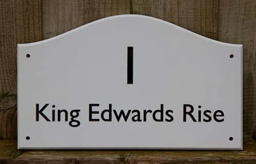Other colours are available. Engraved White Corian House Sign