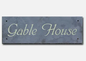 title here Slate house sign painted in Farrow and Ball Purbeck Stone