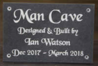 Engraved corian house sign