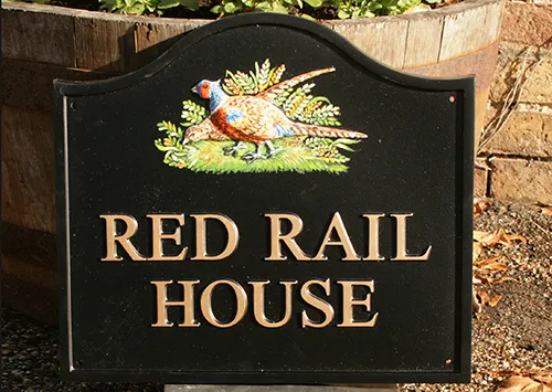 title here Dome top house sign with motif#