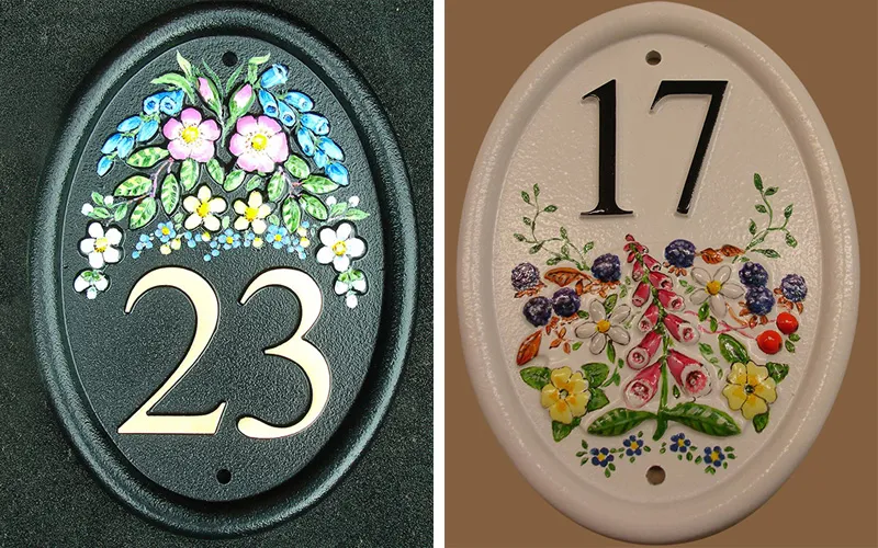 Cast house number signs