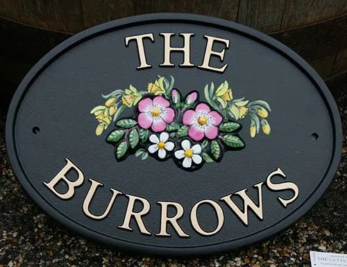 Cast Sign with Hand Painted Motif