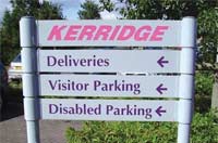 Aluminium ladder signs on posts