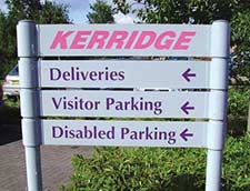 Double sided entrance sign.