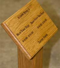 A short angled posts is ideal as a plaque holder
