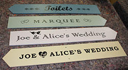 Arrow signs for events.