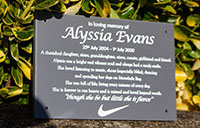 Engraved memorial plaque made in corian. Engraved memorial plaque made in corian.