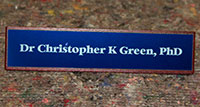 Engraved desk name plate.
