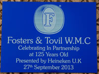 Enraved plaque in blue aluminium