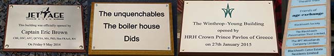 A selection of top quality engraved brass signs.