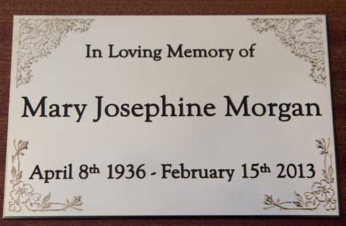 Engraved brass memorial plaque