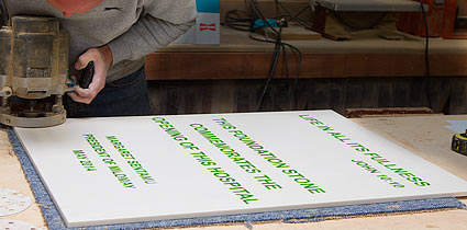 Large engraved corian sign