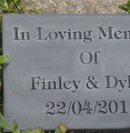 Memorial with raised letters