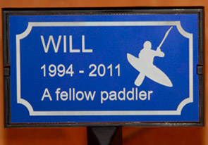 Blue anodised aluminium plaque