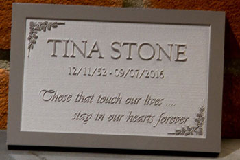 Corian memorial plaques with raised letters Corian memorial plaques with raised letters