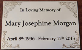 Engraved brass memorial plaque