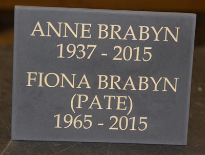 Slate memorial plaque with cream letters Slate memorial plaque with cream letters