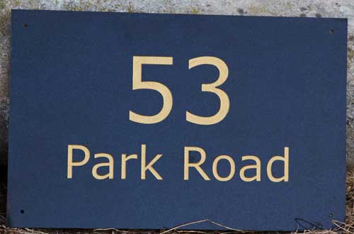 Black granite house address sign