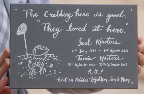 Engraved slate corian memorial plaque