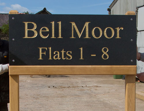 Very large black granite sign made in 30mm black pearl granite