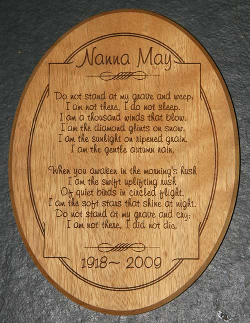 Oval Iroko Memorial Plaque