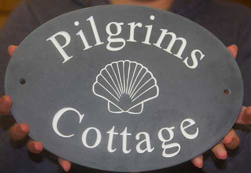 Large Slate House Sign with gold lettering