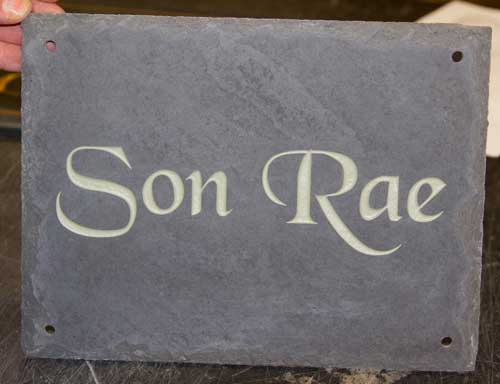 Rustic Slate House Sign painted in Lichen Green