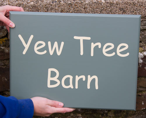 Painted Wood House Sign