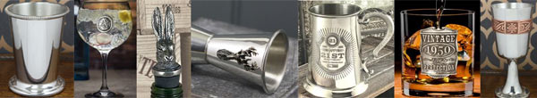 Pewter gifts, many of which  can be personalised