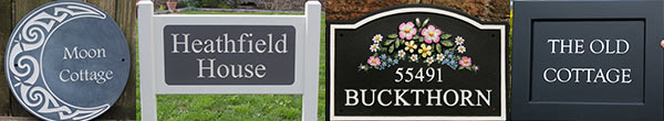 A large range of house signs.