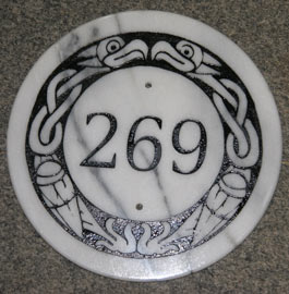 Marble celtic house number.