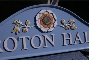 Groton Hall Signs - the design came from a cushion!
