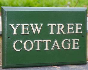 Rectangular Sign with gold text