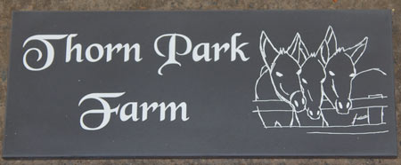 Slate corian farm sign with donkey image. Ref 1311.SE.078