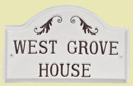 Standard arch top cast metal sign in white Standard arch top cast metal sign in white