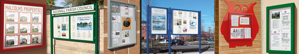 Notice boards - Metal and Wood - Indide and outside.