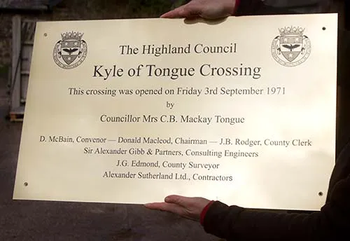 This plaque was chemically etched Opening Signs with Detailed Image