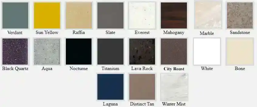 12mm Corian Colour Chart