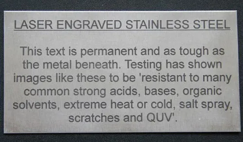 Laser Engraved Stainless Steel Plaque