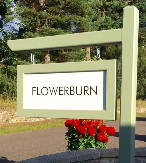 Painted post and arm for framed sign. Painted Post and Arm