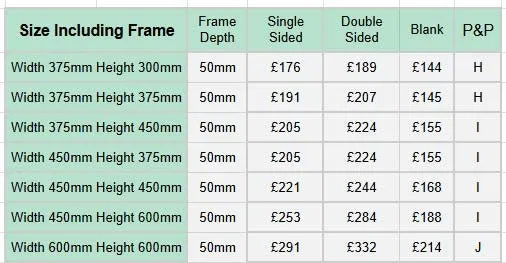 Prices for painted framed hanging signs.