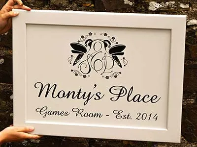 Painted Frame Edge Wooden Sign