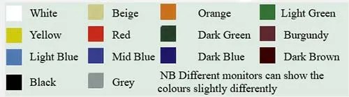 Colour Chart for Aluminium Boards