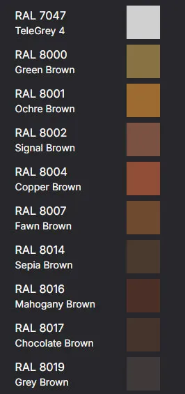 title here RAL Colours - Browns