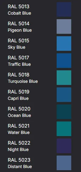 title here RAL Colours - Blues