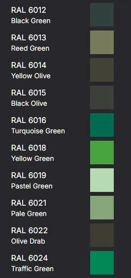 title here RAL Colours - Greens