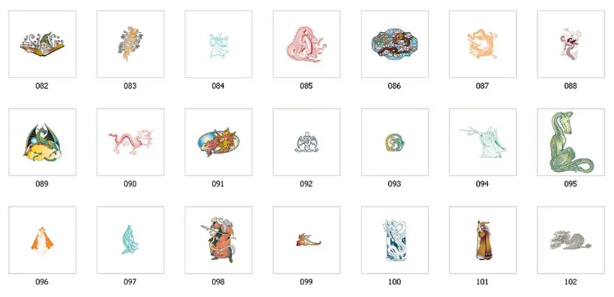 Full colour images of dragons and wizards