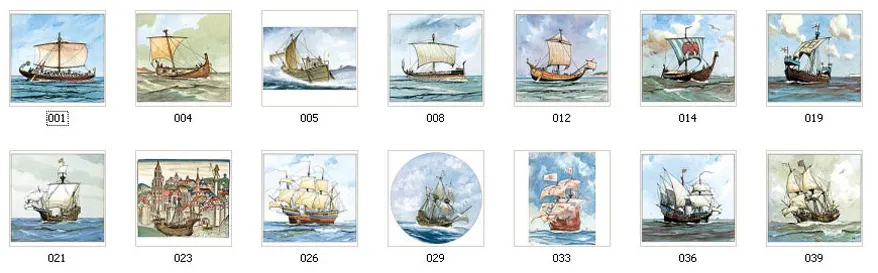 A selection of full colour images of sailing ships