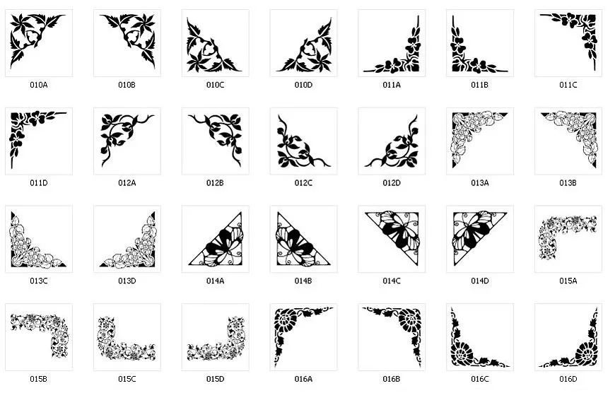 Corner designs to add to signs and memorials, nature, flowers, butterfly